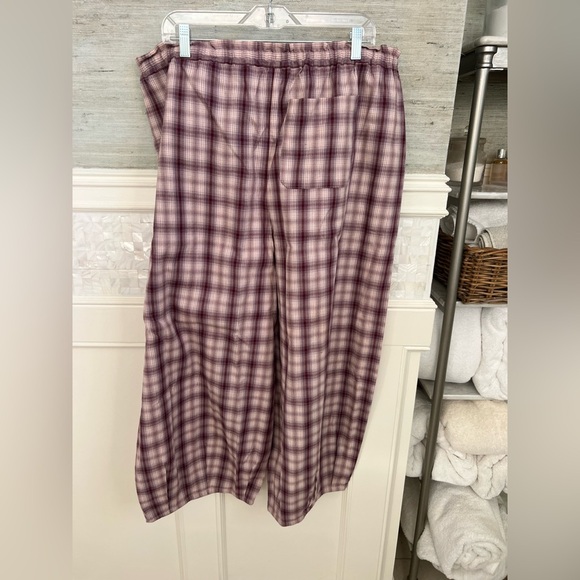 NWT new XL Anthropologie flannel parachute pajama bottoms pants plaid mauve - Picture 12 of 17